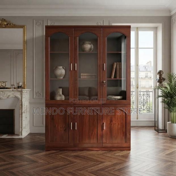 Office Cabinet; Three Lockable Doors Files Cabinet With Front Glass - thumbnail 3