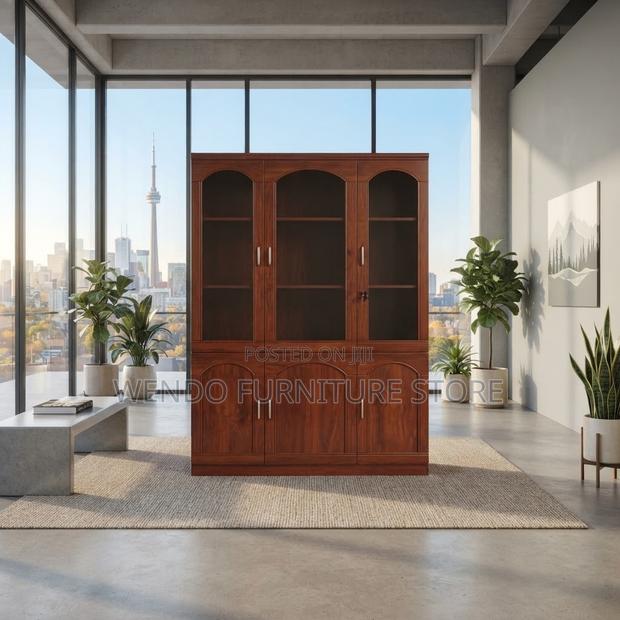 Office Cabinet; Three Lockable Doors Files Cabinet With Front Glass - thumbnail 6