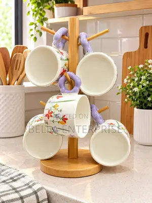 Charming Floral Coffee Mug Collection With Bubbled Handle