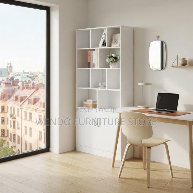 White Home Office Modern Open Book Shelf Units