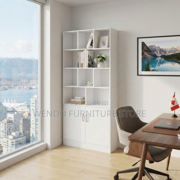 White Home Office Modern Open Book Shelf Units - thumbnail 2