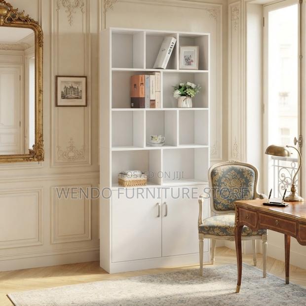 White Home Office Modern Open Book Shelf Units - thumbnail 3
