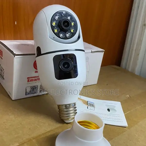 V380 Pro Dual Lens 360° WiFi Surveillance Bulb Camera With PTZ Control