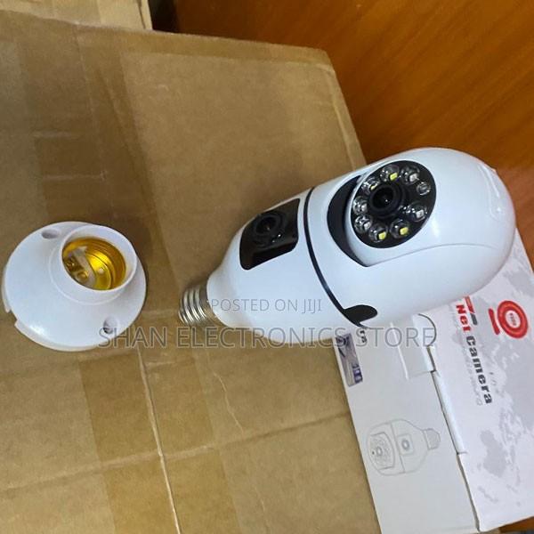 . V380 Pro 360° Rotating Dual Lens Light Bulb CCTV WiFi Camera for Ind