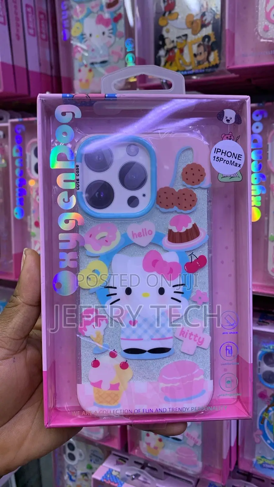 Hello Kitty Themed Glitter Phone Designed for the iPhone 15 Pro Max