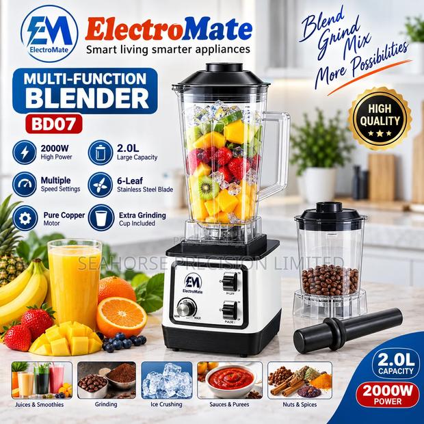 Electromate Bd07 2-in-1 Multi-Function Blender Grinder – 2000w - main view