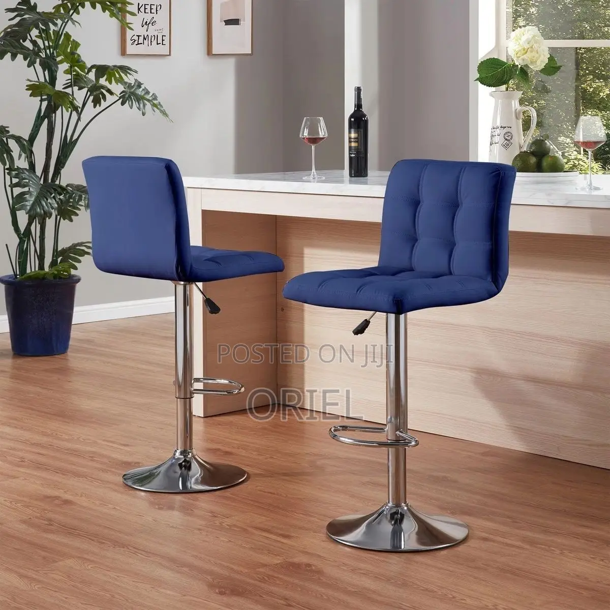 Barstool: PU Leather Adjustable Swivel Bar Stool
