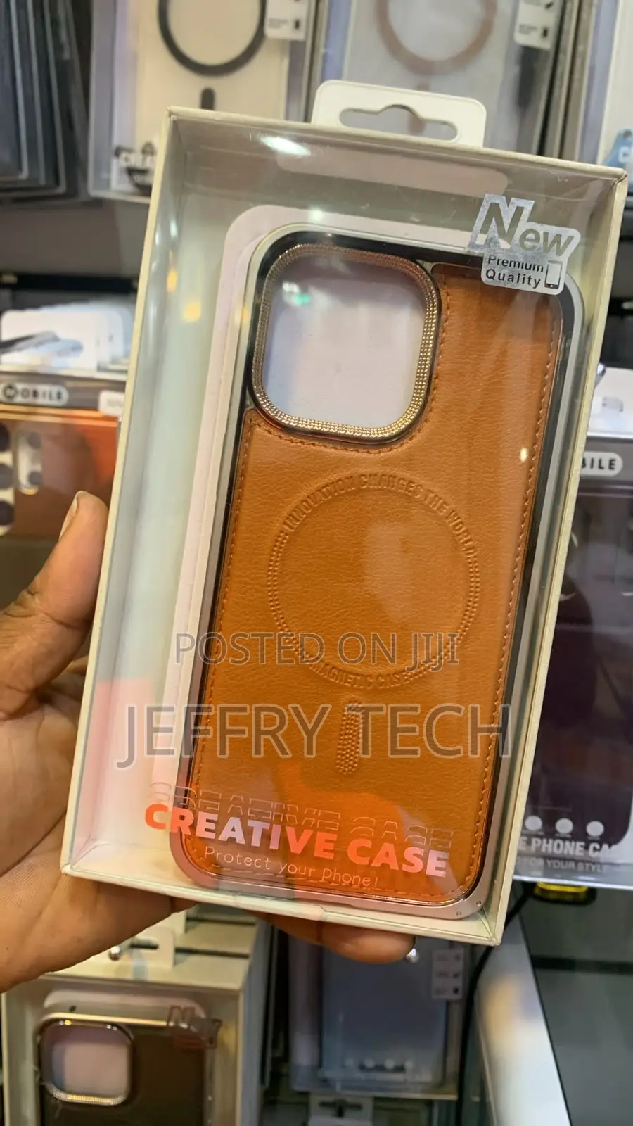 Leather Phone Cover a Built-in Magnetic Ring iPhone 15 Pro Max