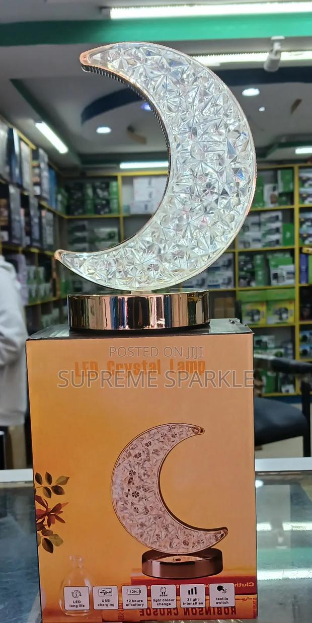 LED Crystal Table Lamp USB Rechargeable (Crescent Shaped)