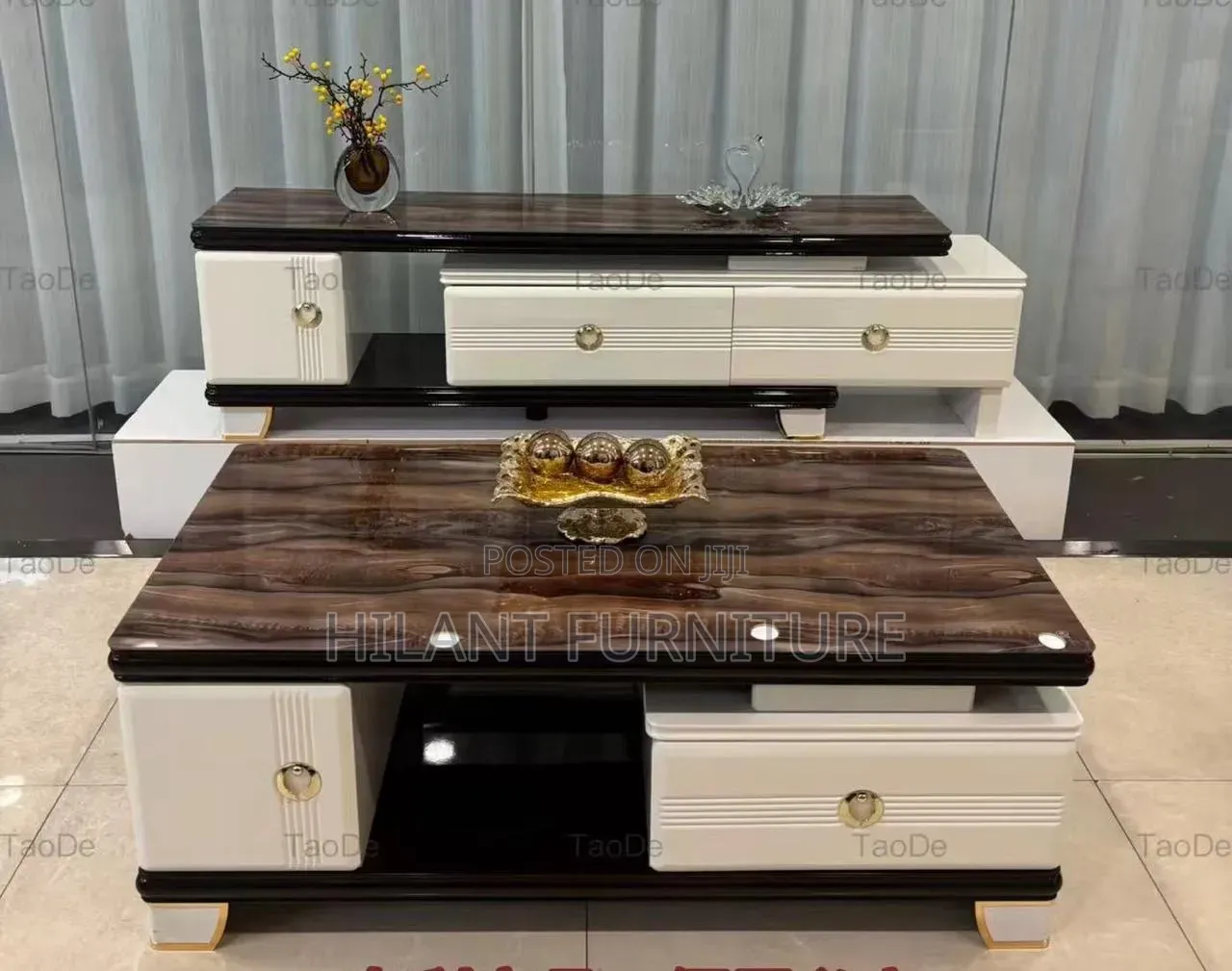 Luxury Ceramic Top Matching Coffee Table TV Stand Set