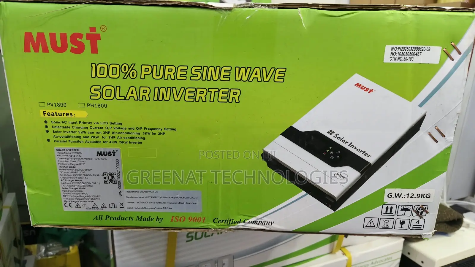 Must 5500w 5.5kw Hybrid Solar Inverter 48v 80a MPPT VHM Pure Sine Wave