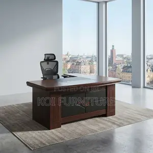 Office Desk; Executive Mahogany 1.4M Meter With Extension Return