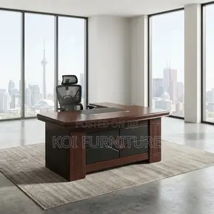 Office Desk; Executive Mahogany 1.4M Meter With Extension Return