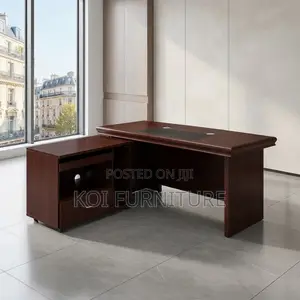 Office Desk; Executive Mahogany 1.4M Meter With Extension Return
