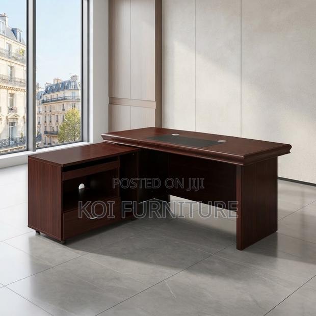 Office Desk; Executive Mahogany 1.4M Meter With Extension Return - thumbnail 5