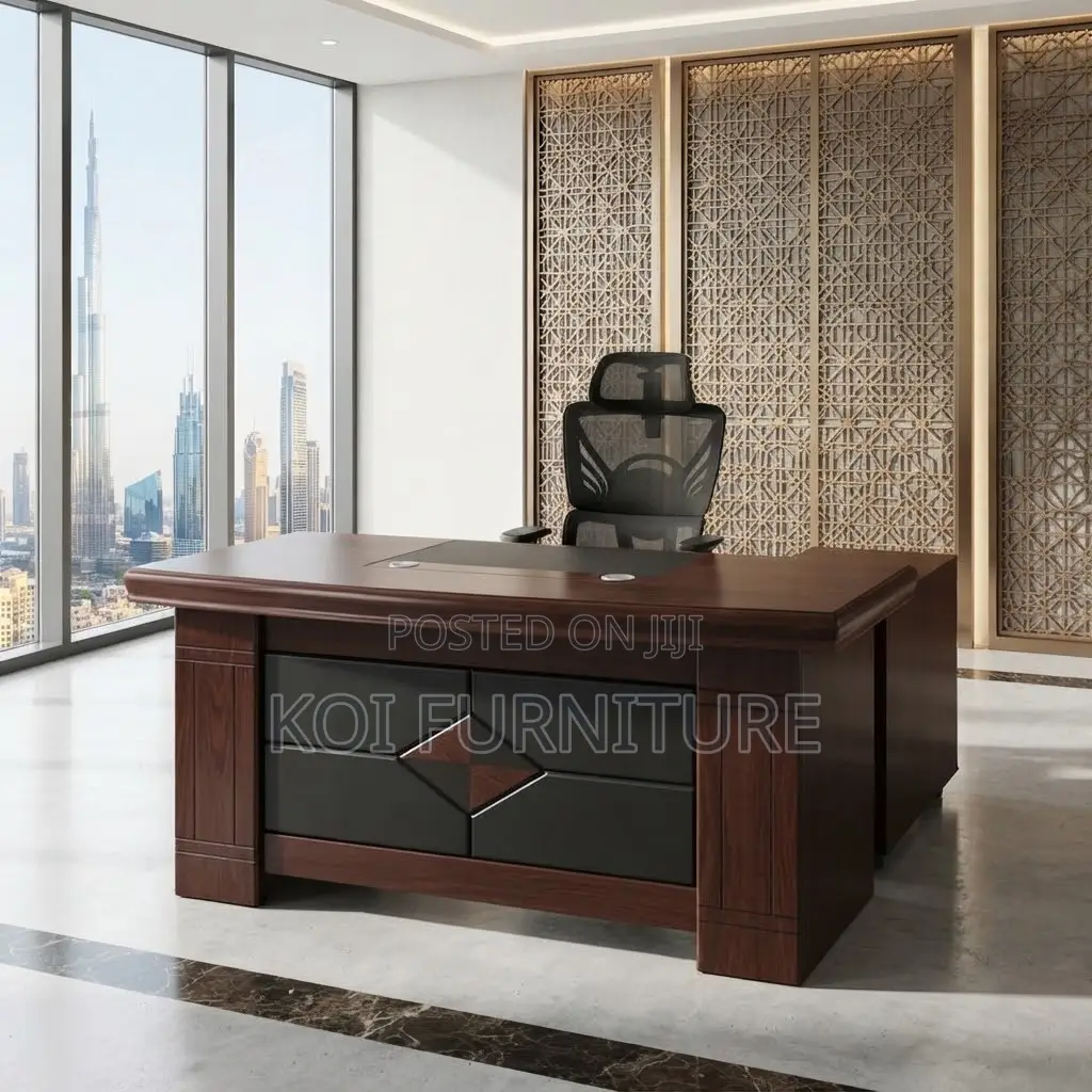 Office Desk; Executive Mahogany 1.4M Meter With Extension Return