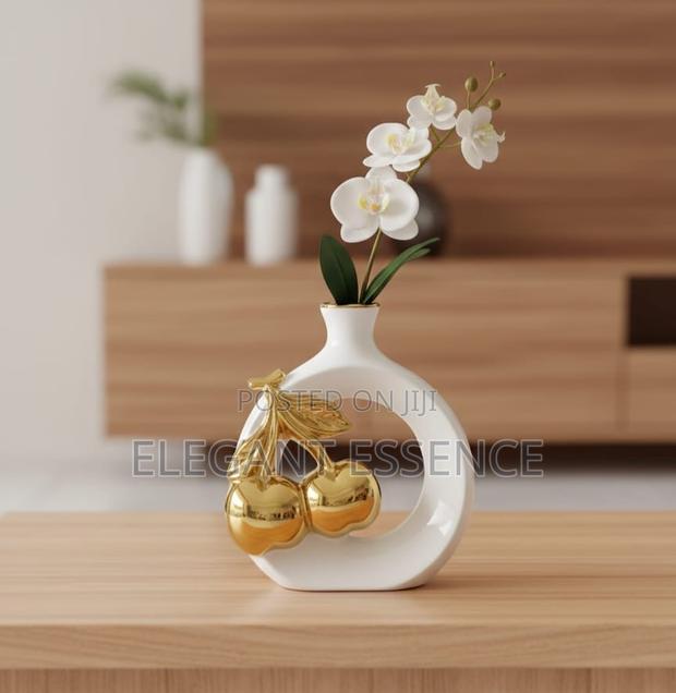 *Modern Ceramic Vase With Golden Cherry Design* - thumbnail 2