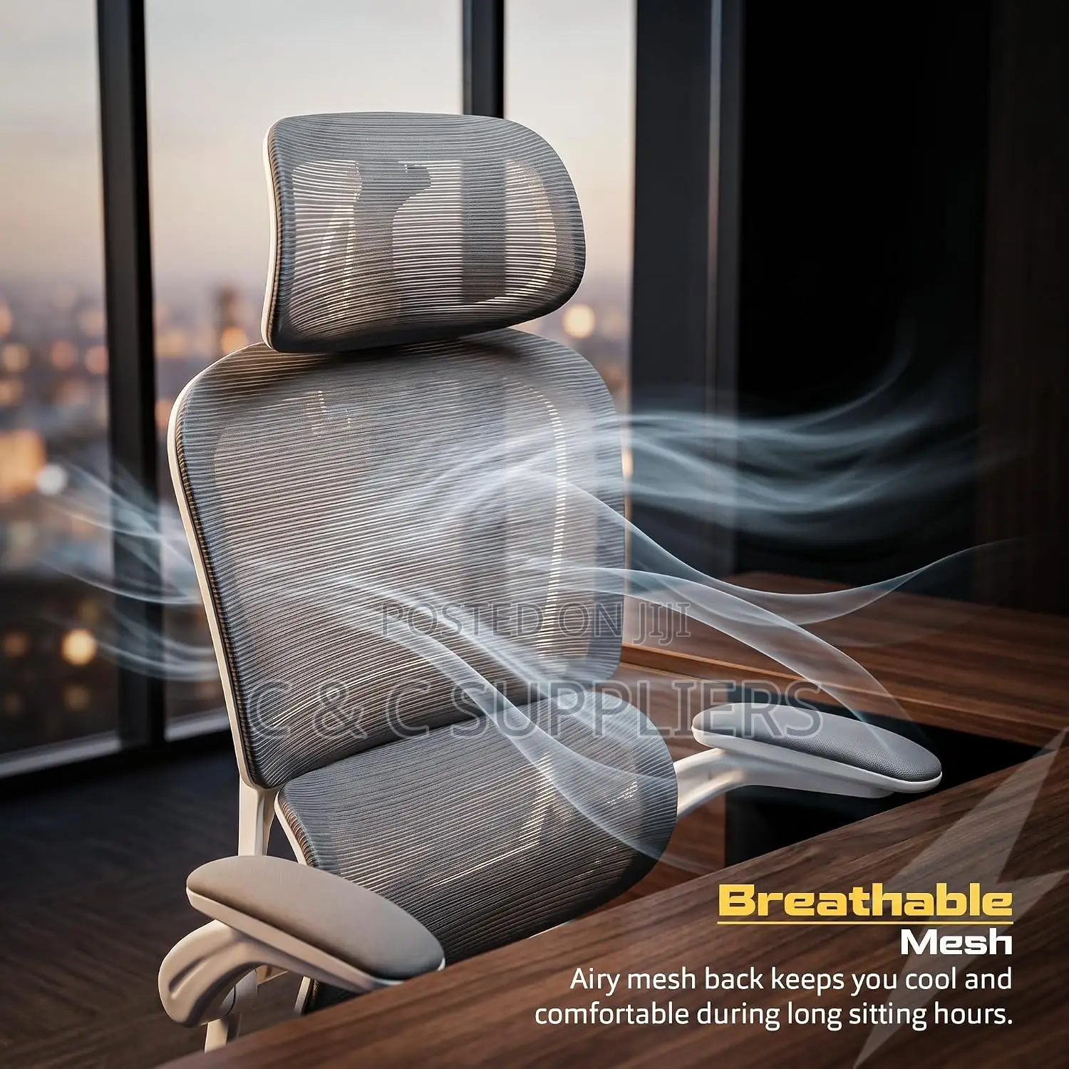 White Mesh Secretary Chair.