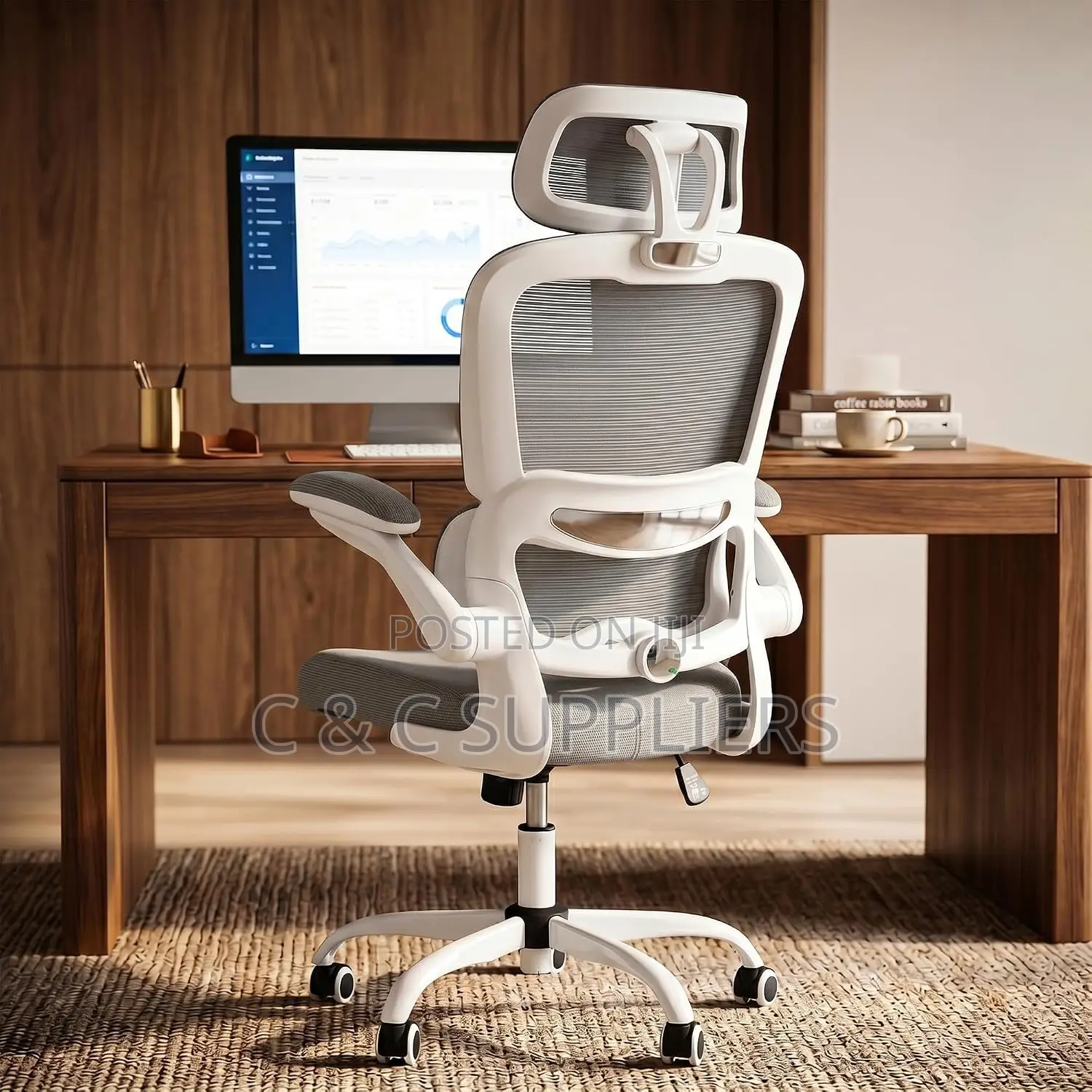 White Mesh Secretary Chair.
