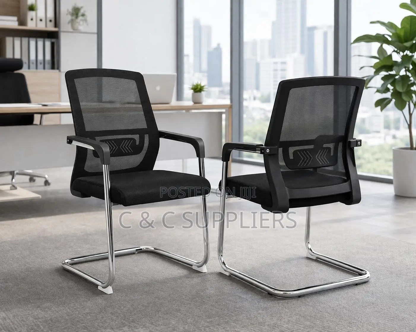 Non Adjustable Mesh Visitor's Chair.