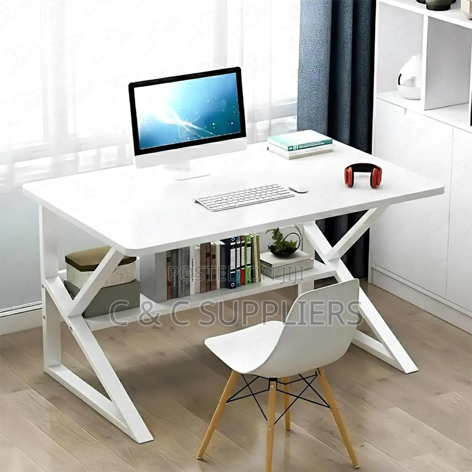 Study Desk With Built-in Bookshelf