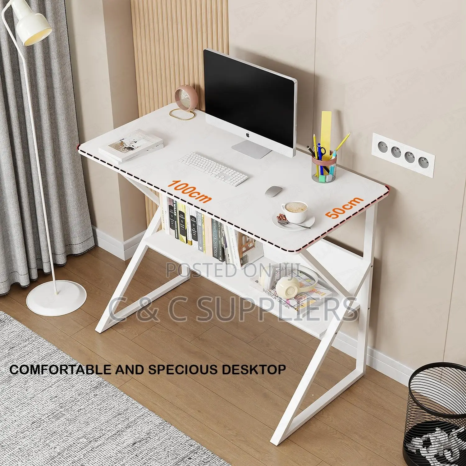 Study Desk With Built-in Bookshelf