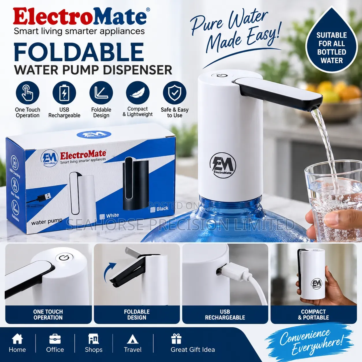 ElectroMate Foldable Water Pump Dispenser