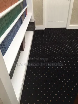 Printed Navy Blue Presidential Indoor Wall to Wall Carpets