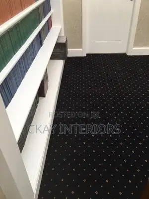 Printed Navy Blue Presidential Indoor Wall to Wall Carpets