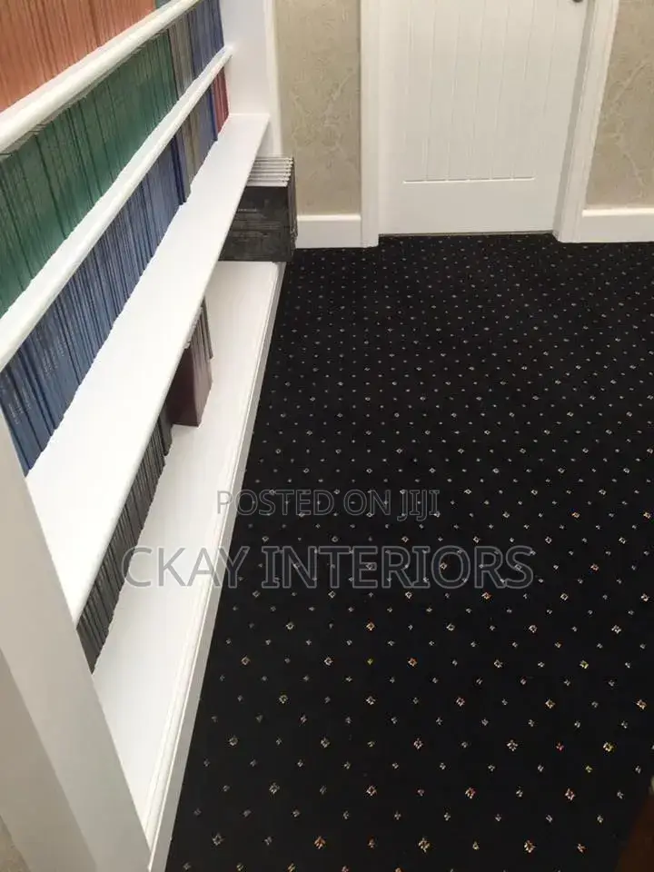 Printed Navy Blue Presidential Indoor Wall to Wall Carpets