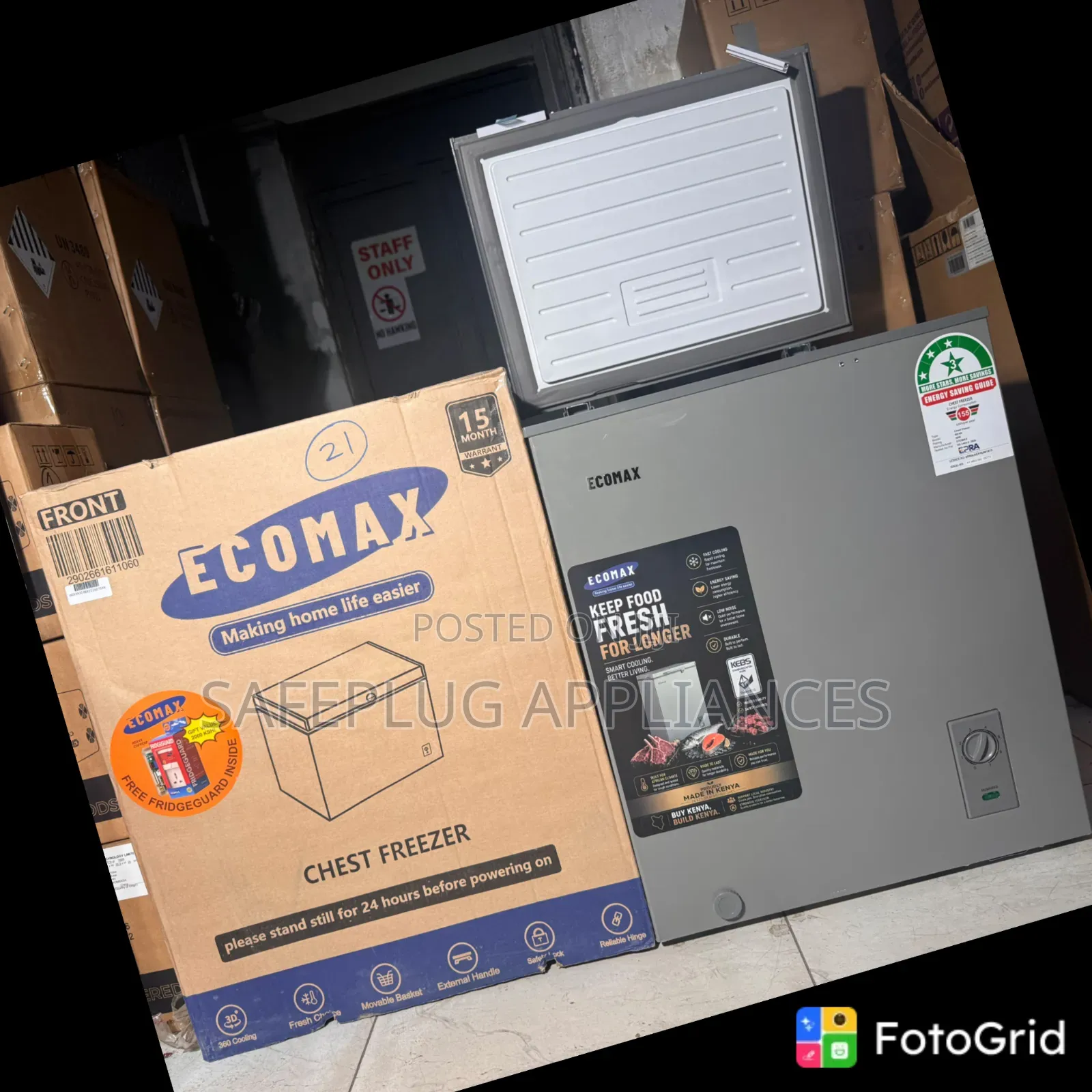 Ecomax 60 Litres Chest Deep Freezer With FREE Fridge Guard