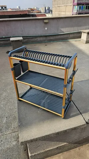 Premium Quality 3Tier Aluminium Dish Drainer (Size: 60.9*57.2*26.7)