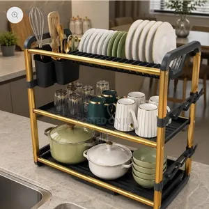 Premium Quality 3Tier Aluminium Dish Drainer (Size: 60.9*57.2*26.7)