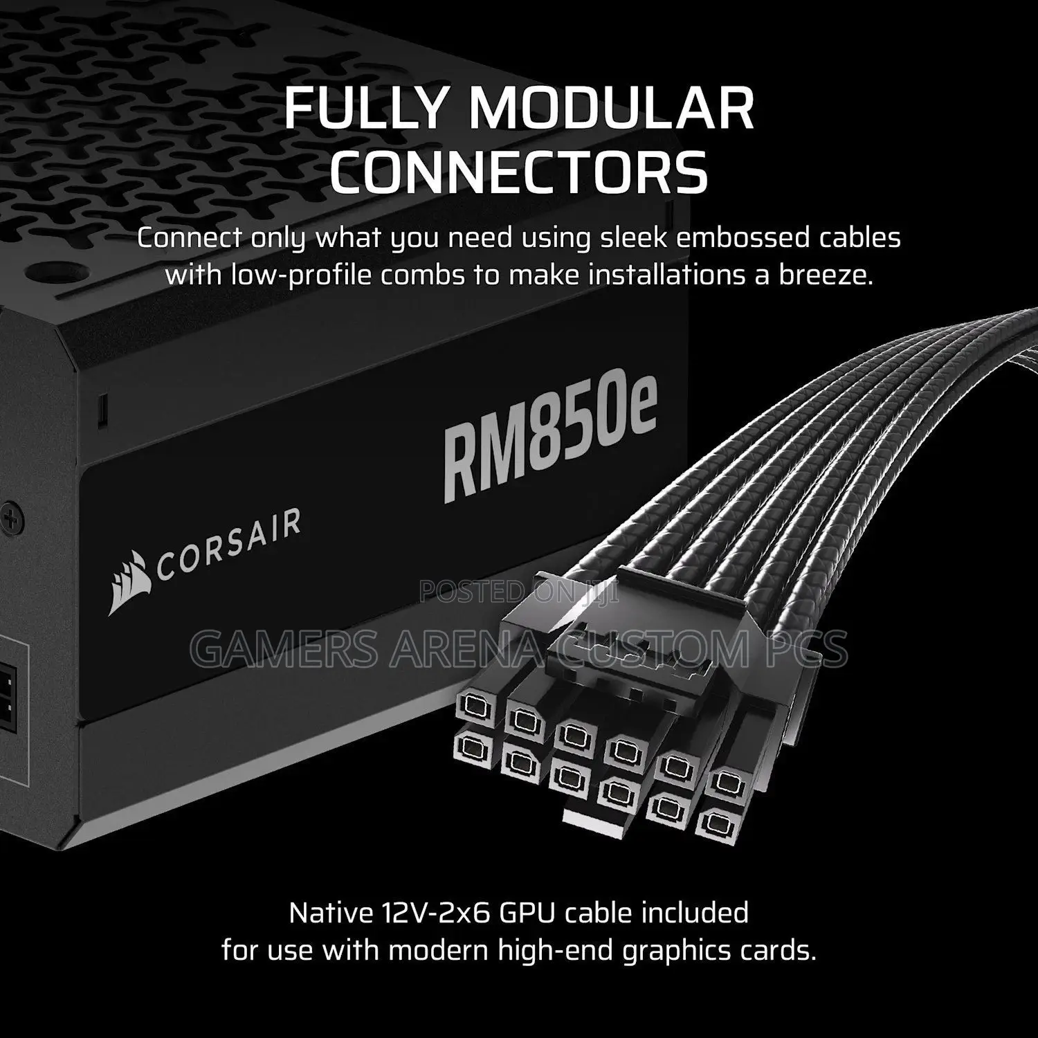 CORSAIR RM850e Cybenetics 850W ATX 3.1 Gold Modular Power Supply.