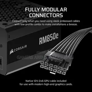 CORSAIR RM850e Cybenetics 850W ATX 3.1 Gold Modular Power Supply.