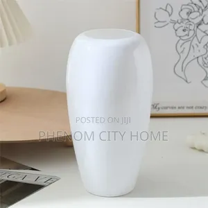White and Dark Grey Large Plastic Flower Vase