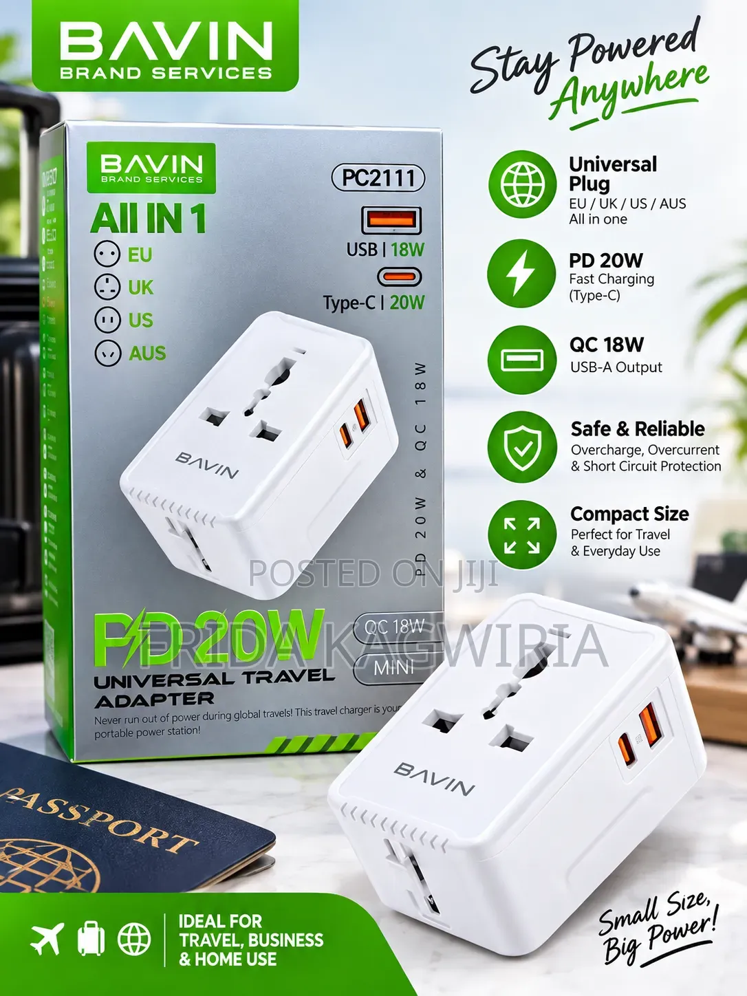 Universal Travel Plug Adapter ( UK, Europe, US and Australia)