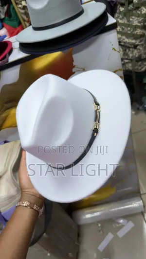 White Wide Brim Fedora Hat