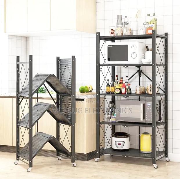 5-Tier Foldable Kitchen Rack With Wheels