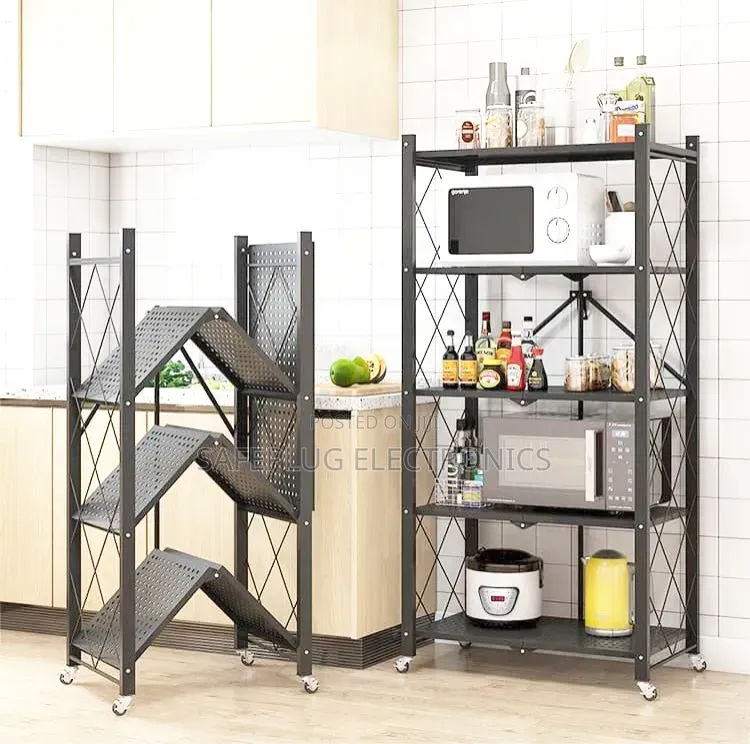 5-Tier Foldable Kitchen Rack With Wheels