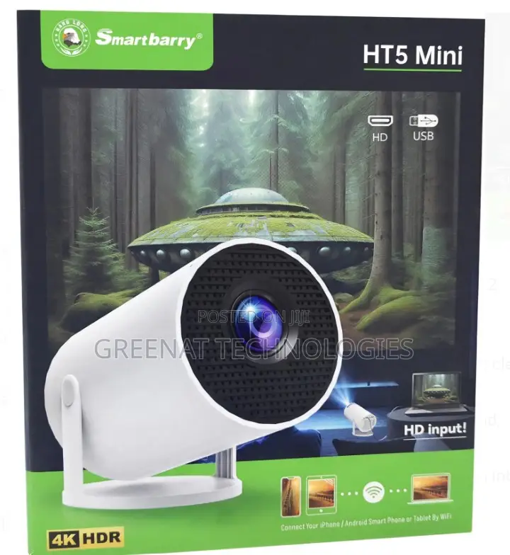 Smart Barry HT5 Mini Projector HDR WiFi 5G - 180° Rotation,
