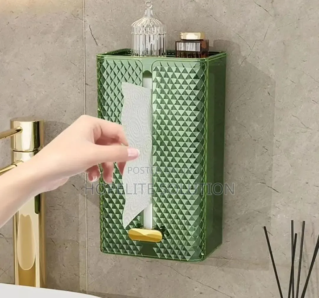 Adhesive Sticker Wall Mounted Elegant Diamond Tissue Box