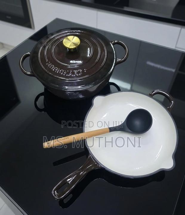 Ganache Enamel Cast Iron Casserole Skillet Pan Combo - main view