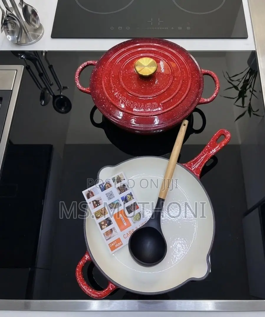 3pc Red Speckled Enamel Cast Iron Cookware Set