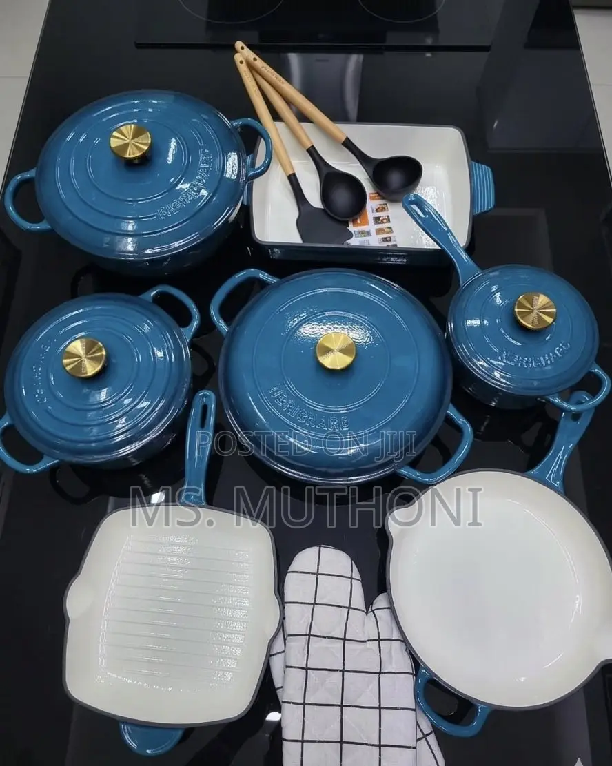 11 PCS Gradient Teal/Marine Blue Color With Gold-Accented Knobs