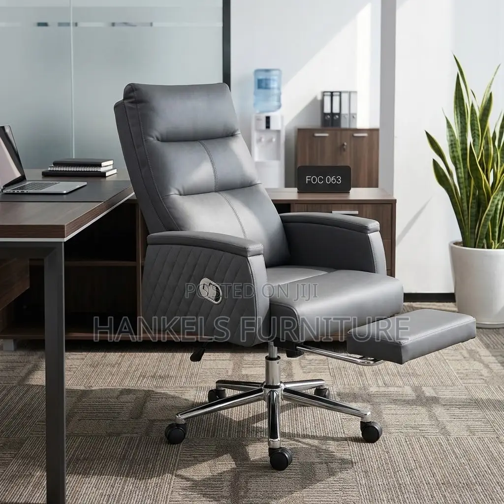 Leather Executive Office Chair With Footrest