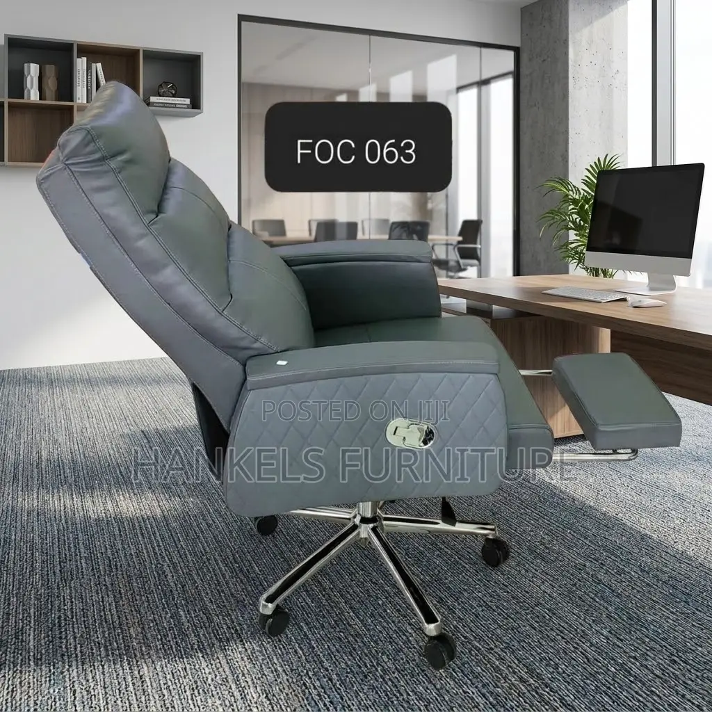 Leather Executive Office Chair With Footrest