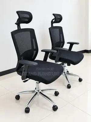 Executive Office Chair - Ergonomic Mesh Chair With Headrest