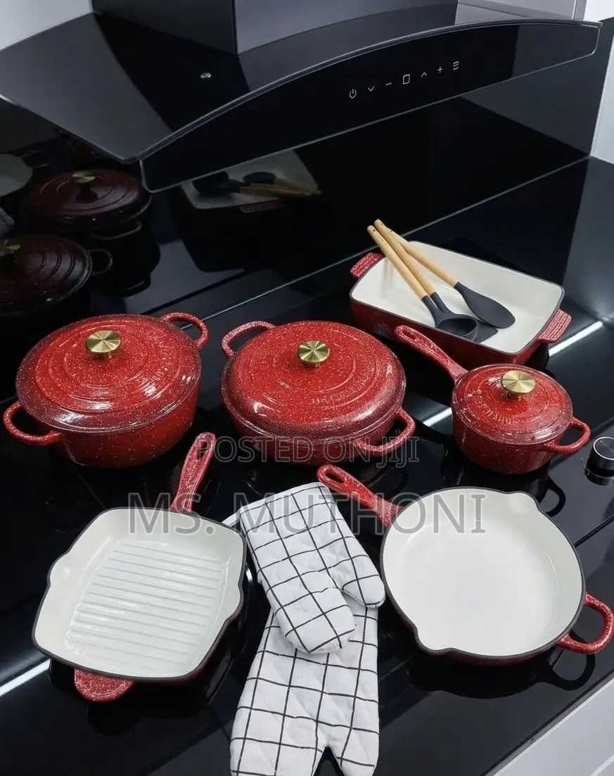 Red 11 PCS Braiser / Every Day Cast Irom Pots Set