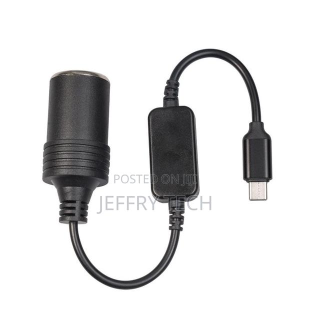 USB C Male 5V 3A to 12V Cigarette Lighter Socket Cable Converter
